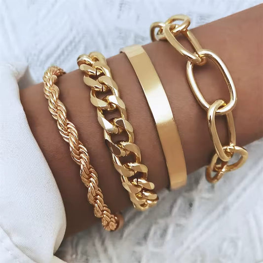 Set x 4 Pulseras Color Oro 🌟